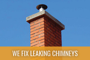 Newer Brick Chimney on roof of home with Blue Sky Background