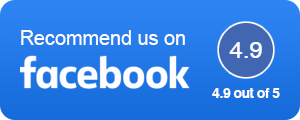 Blue Logo Graphic that says Recommend Us on Facebook