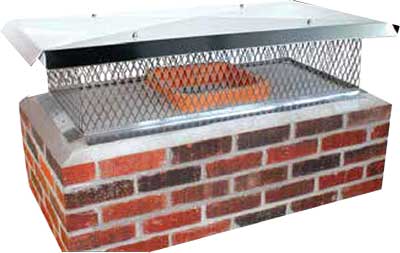 brick chimney damper with metal mesh casing and silver top