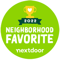 green circle with a trophy graphic and the words "2022 Next door Favorite"